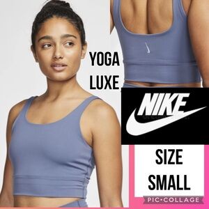 Nike Womens Sports Bra Yoga Luxe Infinalon Crop Top Tank Diffused Blue Size S